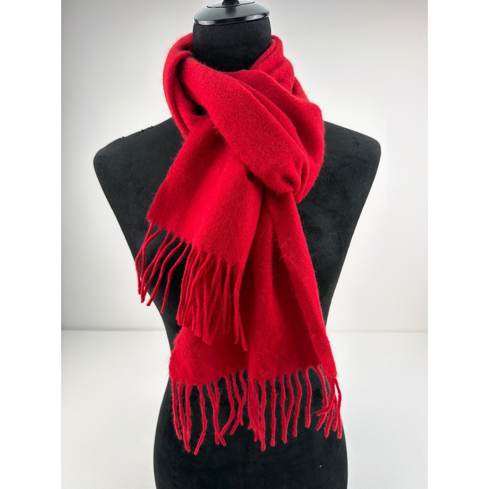 Charter Club Scarf Red 100% Cashmere Tassel Fringe Winter Luxury Holiday